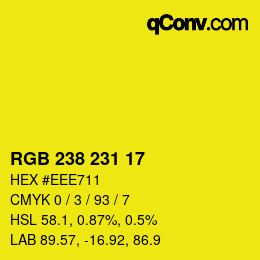 Color code: RGB 238 231 17 | qconv.com