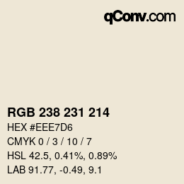 颜色代码: RGB 238 231 214 | qconv.com