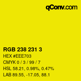 Color code: RGB 238 231 3 | qconv.com