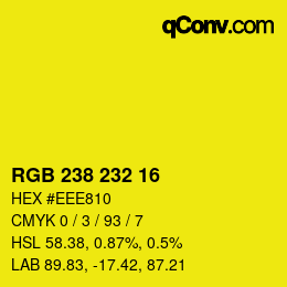 Color code: RGB 238 232 16 | qconv.com