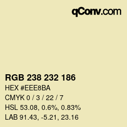 カラーコード: RGB 238 232 186 | qconv.com