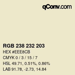 Color code: RGB 238 232 203 | qconv.com