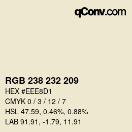 カラーコード: RGB 238 232 209 | qconv.com