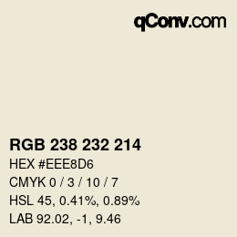 Code couleur: RGB 238 232 214 | qconv.com