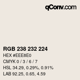 Code couleur: RGB 238 232 224 | qconv.com