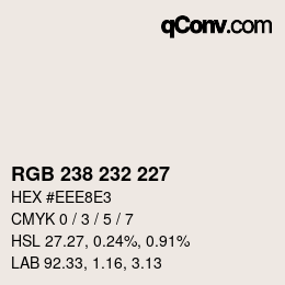 Código de color: RGB 238 232 227 | qconv.com
