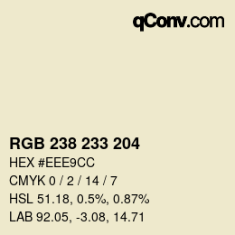 Color code: RGB 238 233 204 | qconv.com