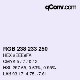 Código de color: RGB 238 233 250 | qconv.com