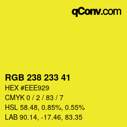Color code: RGB 238 233 41 | qconv.com