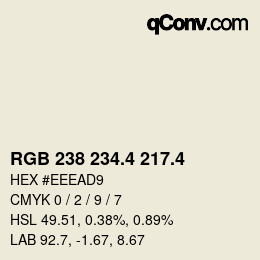 カラーコード: RGB 238 234.4 217.4 | qconv.com