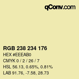 カラーコード: RGB 238 234 176 | qconv.com