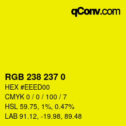 Color code: RGB 238 237 0 | qconv.com