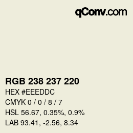 Color code: RGB 238 237 220 | qconv.com