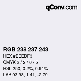 Color code: RGB 238 237 243 | qconv.com