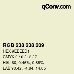 カラーコード: RGB 238 238 209 | qconv.com