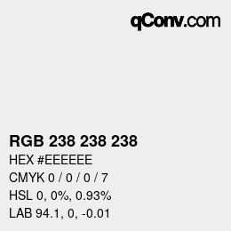 颜色代码: RGBA 238 238 238 1 | qconv.com