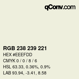 Code couleur: RGB 238 239 221 | qconv.com
