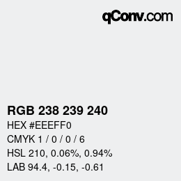 Color code: RGB 238 239 240 | qconv.com