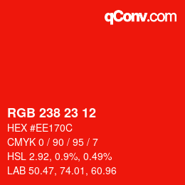 カラーコード: RGB 238 23 12 | qconv.com