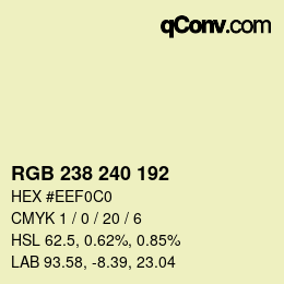 Color code: RGB 238 240 192 | qconv.com