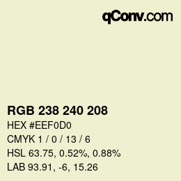 Color code: RGB 238 240 208 | qconv.com