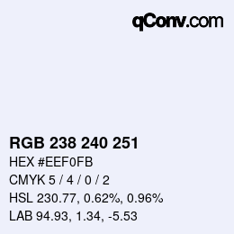 Color code: RGB 238 240 251 | qconv.com
