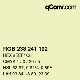 Color code: RGB 238 241 192 | qconv.com