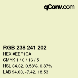 Código de color: RGB 238 241 202 | qconv.com