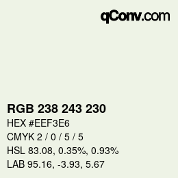 Color code: RGB 238 243 230 | qconv.com