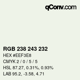 颜色代码: RGB 238 243 232 | qconv.com
