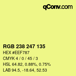 Color code: RGB 238 247 135 | qconv.com