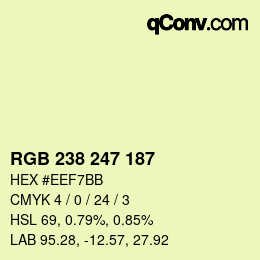 Color code: RGB 238 247 187 | qconv.com