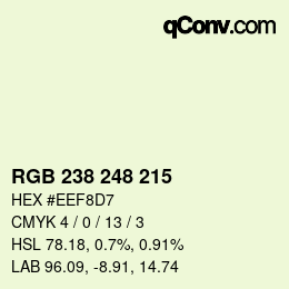 Color code: RGB 238 248 215 | qconv.com