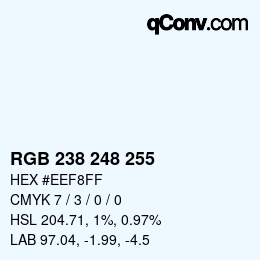 Color code: RGB 238 248 255 | qconv.com