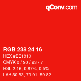 Color code: RGB 238 24 16 | qconv.com