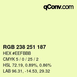Color code: RGB 238 251 187 | qconv.com