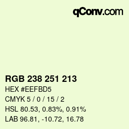 Color code: RGB 238 251 213 | qconv.com