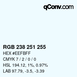 Color code: RGB 238 251 255 | qconv.com