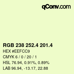 カラーコード: RGB 238 252.4 201.4 | qconv.com