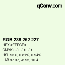 Color code: RGB 238 252 227 | qconv.com