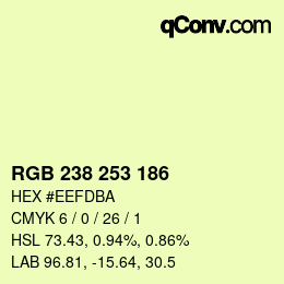 Color code: RGB 238 253 186 | qconv.com