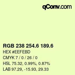 カラーコード: RGB 238 254.6 189.6 | qconv.com