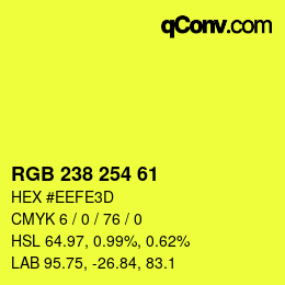 Color code: RGB 238 254 61 | qconv.com