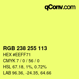 Color code: RGB 238 255 113 | qconv.com
