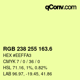 カラーコード: RGB 238 255 163.6 | qconv.com