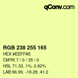 Color code: RGB 238 255 165 | qconv.com