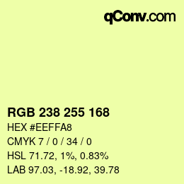 Color code: RGB 238 255 168 | qconv.com
