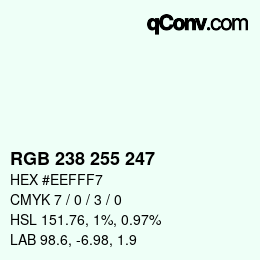 颜色代码: RGB 238 255 247 | qconv.com