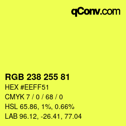 Color code: RGB 238 255 81 | qconv.com