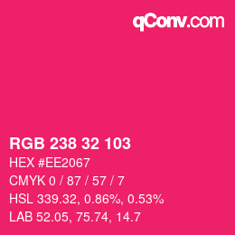 Color code: RGB 238 32 103 | qconv.com